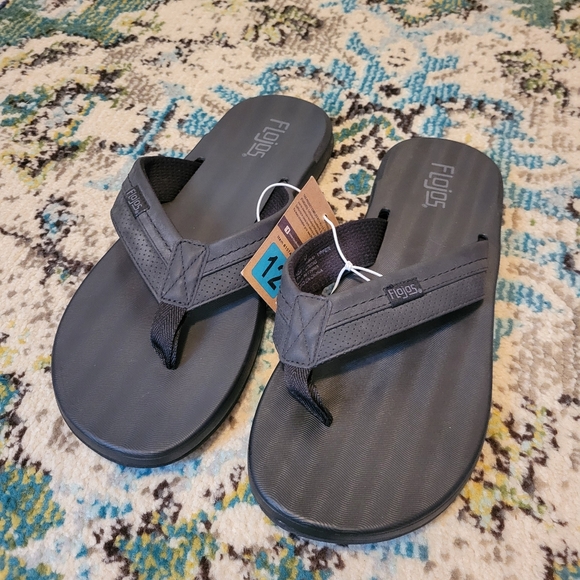NWT Flojos Ryan Style Black Thick Strap Mens Flip-Flops, Size 12 - Picture 3 of 7